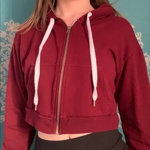 Red cropped Hoodie